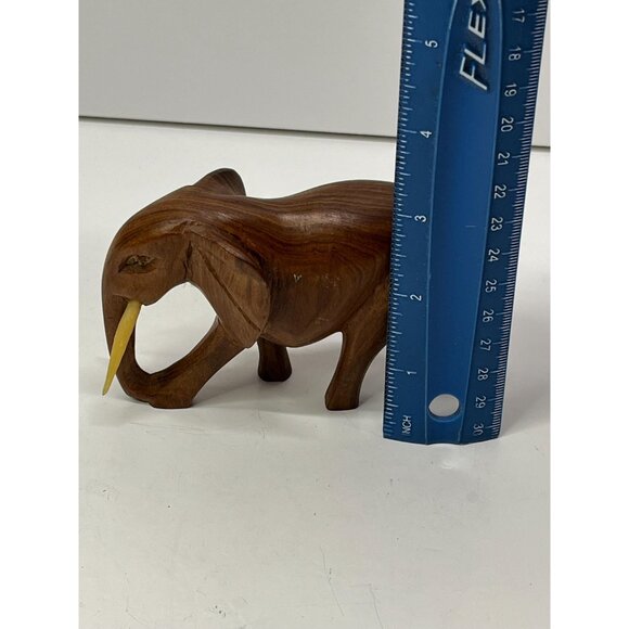 Vintage Handcarved Rosewood Elephant 3” Statue Figure - Picture 10 of 10